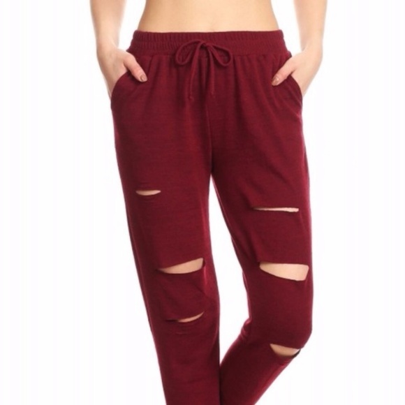 ShoSho Maroon Joggers - Picture 2 of 3